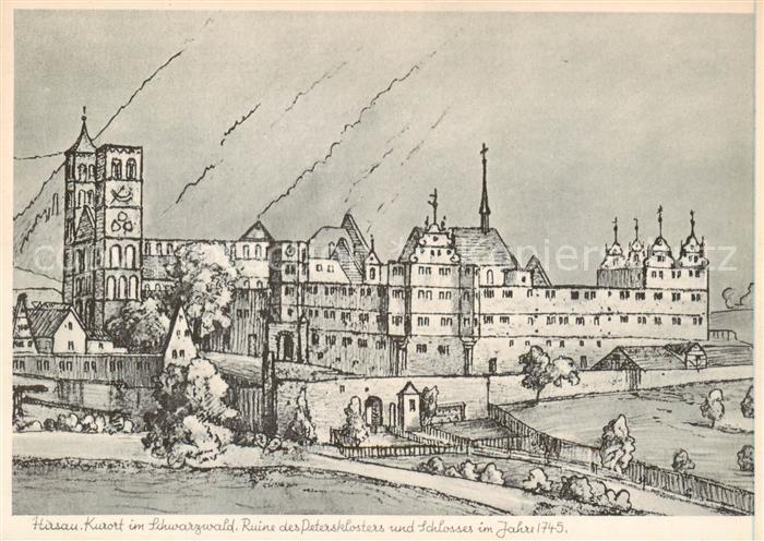 Hirsau Ruine des Petersklosters und Schlosses im Jahre 1745 Zeichnung