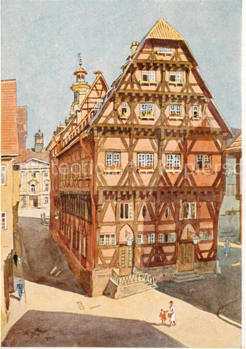 Esslingen  Neckar Altes Rathaus Kuenstlerkarte