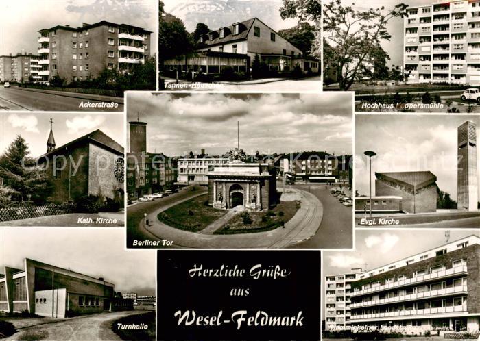 Wesel  Rhein Ackerstrasse Tannen Haeuschen Hochhaus Kath Kirche Berliner Tor Ev