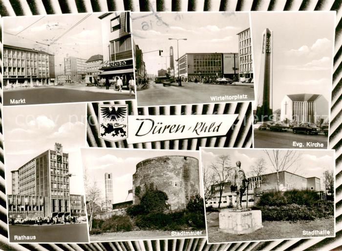 Dueren Rheinland Markt Wirteltorplatz Kirche Rathaus Stadtmauer Stadthalle Denkm
