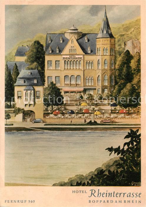 Boppard Rhein Hotel Rheinterrasse Kuenstlerkarte