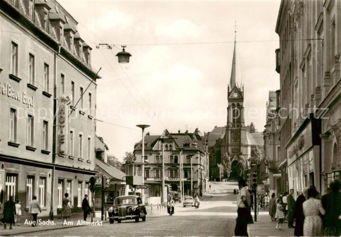 Aue  Sachsen Am Altmarkt Blick zur Kirche
