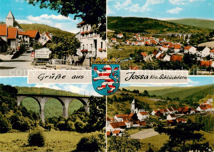 Jossa Schluechtern Ortsmotiv mit Kirche Panorama Bruecke