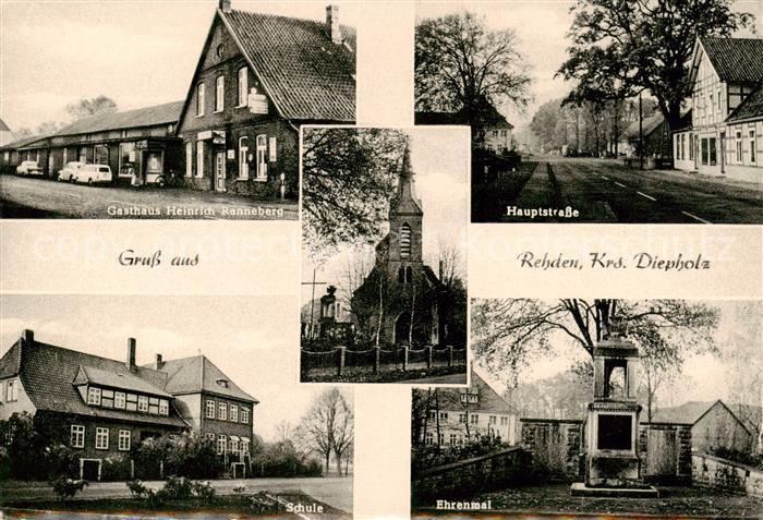 Rehden Diepholz Gasthaus Hauptstrasse Schule Kirche Ehrenmal