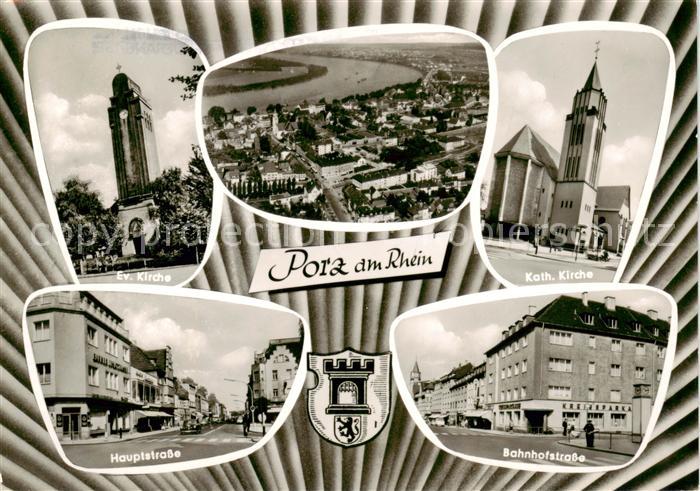 Porz Koeln Rhein Kirche Luftbild Hauptstrasse Bahnhofstrasse