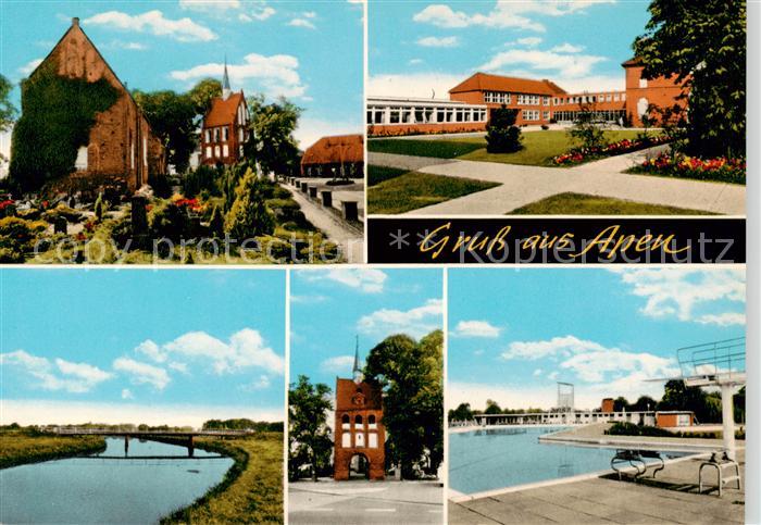 Apen Ammerland Niedersachsen Teilansichten Kirche Friedhof Stadttor Freibad Part