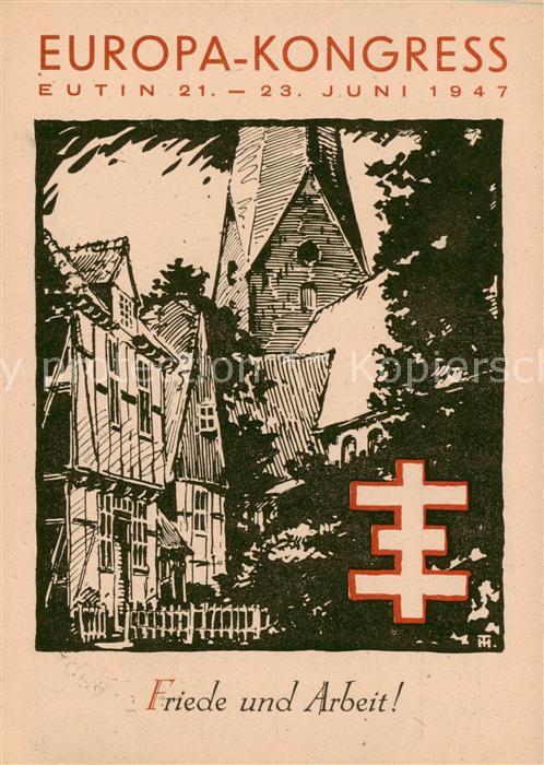 Eutin Schleswig-Holstein Europa-Kongress Friede und Arbeit Kuenstlerkarte Stempe