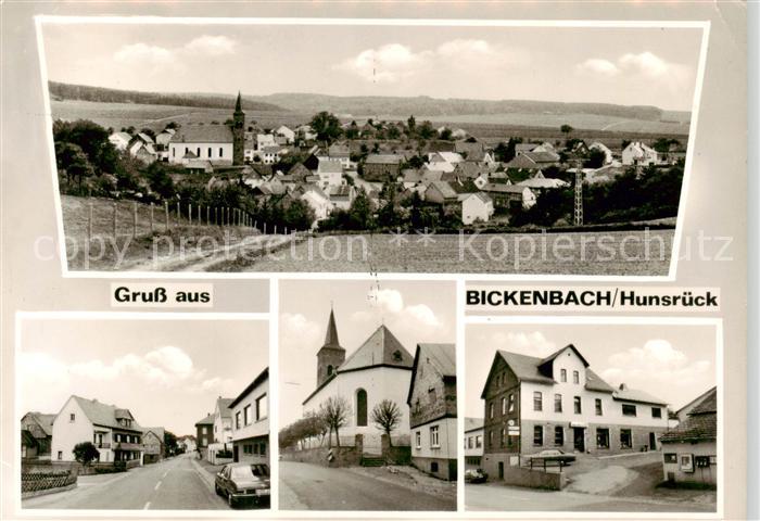 Bickenbach Hunsrueck Ortsansicht mit Kirche Gasthaus Gemischtwaren Vogt