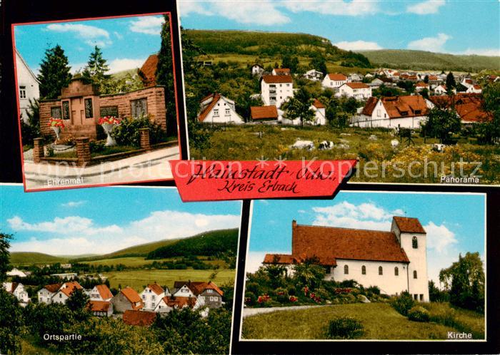 Hainstadt Odenwald Ehrenmal Panorama Ortspartie Kirche