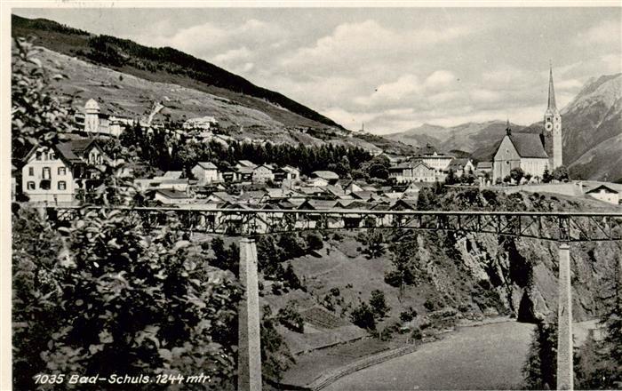 Schuls Scuol GR Panorama Bruecke Kirche