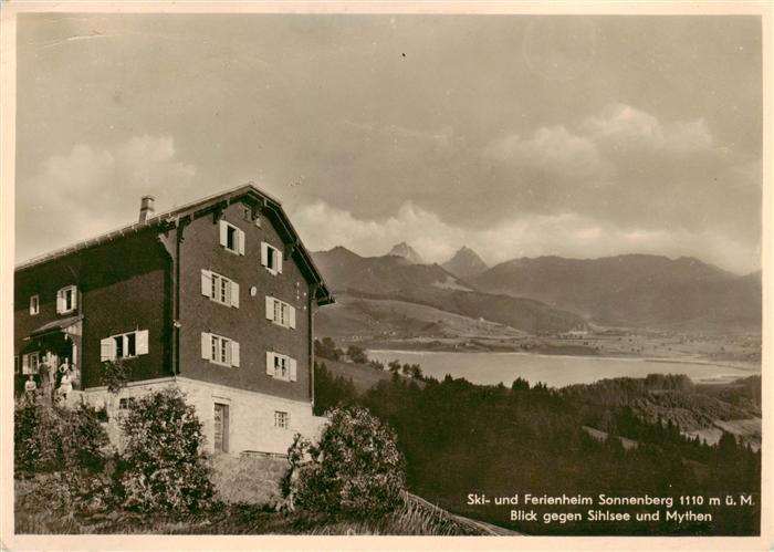 Sihlsee Einsiedeln SZ Ski- und Ferienheim Sonnenberg Blick gegen Sihlsee und Myt