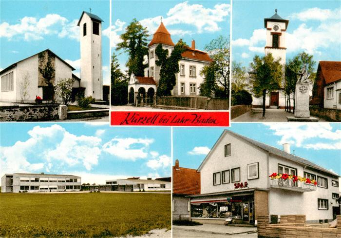 Kuerzell Teilansichten Kirche Spar-Einkaufsladen Schule