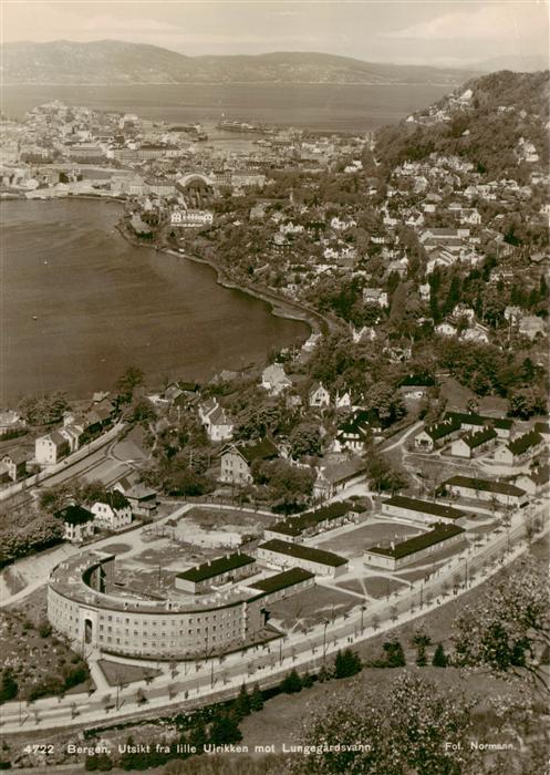Bergen  Norge Utsikt fra lille Ulrikken mot Lungegardsvann