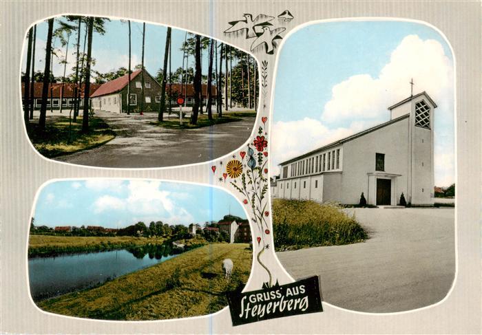 Steyerberg Teilansichten Kirche Partie am Wasser