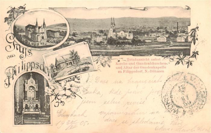 Philippsdorf Jirikov CZ Totalansicht Kirche Gnadenhaeuschen Altar Gnadenkapelle