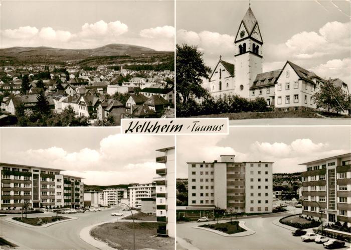 Kelkheim Panorama Motiv mit Kirche Wohnsiedlung Hochhaeuser