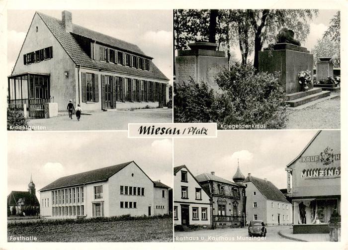 Miesau Pfalz Kindergarten Kriegerdenkmal Festhalle Rathaus und Kaufhaus Munzinge