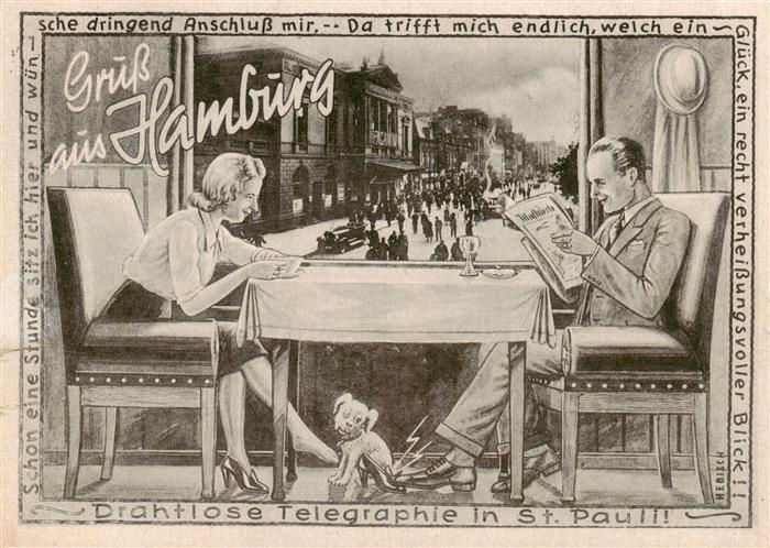 St Pauli Hamburg Drahtlose Telegraphie in St Pauli Karikatur