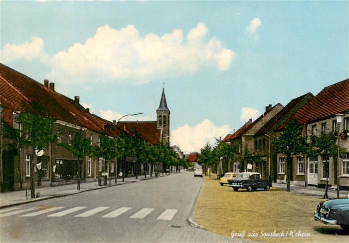 Sonsbeck Strassenpartie mit Kirche