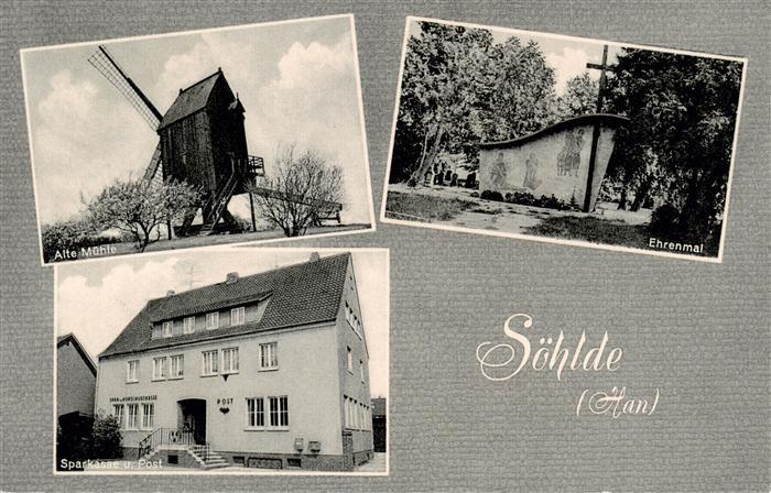 Soehlde Alte Muehle Ehrenmal Sparkasse und Post