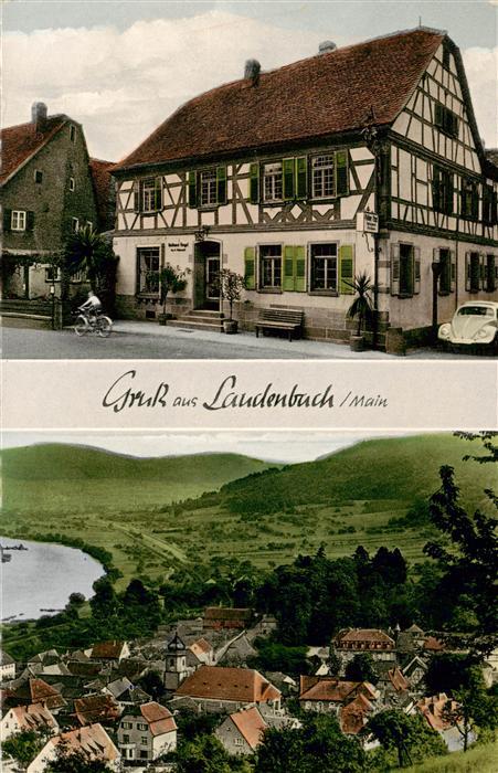 Laudenbach Unterfranken Gasthof Pension Zum goldenen Engel Ortspanorama Blick in