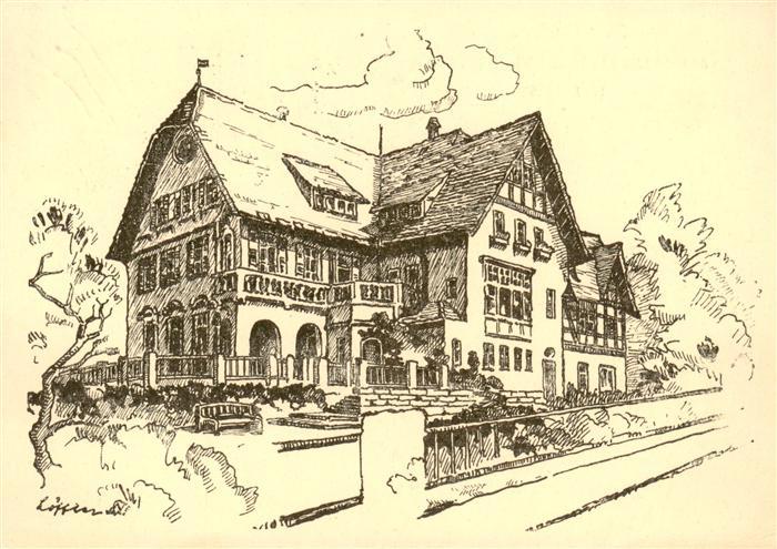 TueBINGEN BW Normannenhaus Zeichnung Kuenstlerkarte