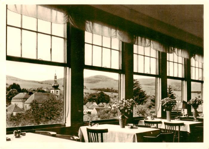 Gersfeld Rhoen Gasthof Pension Goldener Stern Gastraum Blick zur Kirche