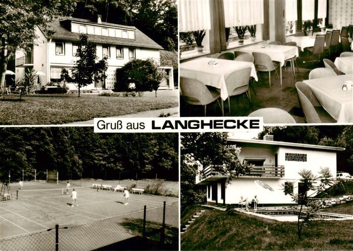 Langhecke Villmar Gasthaus Pension Zum gruenen Wald Gastraum Swimming Pool Tenni