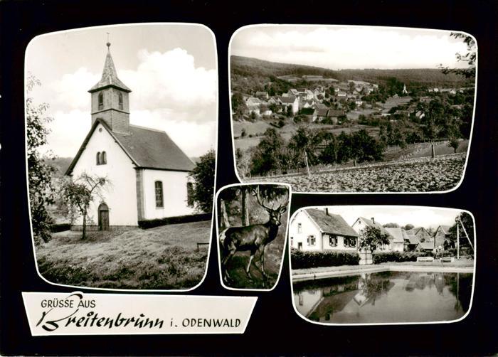 Breitenbrunn Odenwald Kirche Panorama Schwimmbad Hirsch