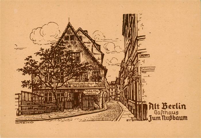 Alt Berlin Gasthaus Zum Nussbaum Zeichnung