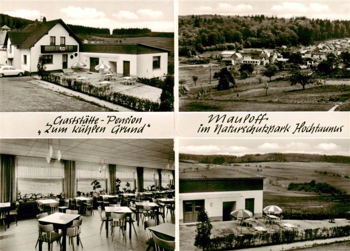 Mauloff Weilrod Gaststaette Pension Zum kuehlen Grund Gaststube Terrasse Panoram