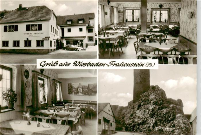 Frauenstein  Wiesbaden Gasthaus und Metzgerei Zur Rose Gastraeume Felsen