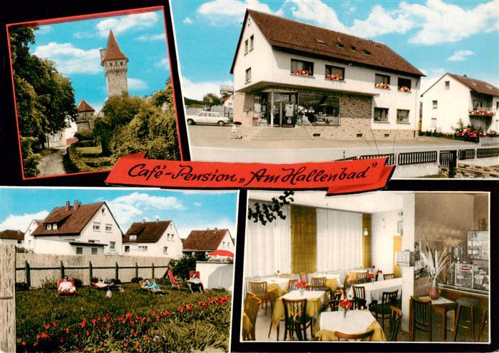 Ostheim  Rhoen Cafe Pension Am Hallenbad Gastraum Ortsmotiv