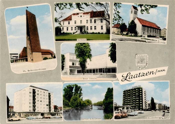 Laatzen Hannover Kirche Rathaus Schule Hochhaus Partie an der Leine Hildesheimer