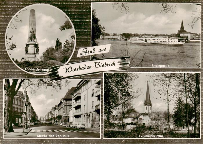 Biebrich Wiesbaden Landesdenkmal Rheinpartie Fahrgastschiff Strasse der Republik