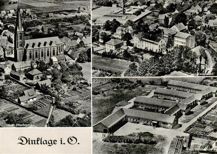 Dinklage Fliegeraufnahmen mit Kath Pfarrkirche Teilansicht Kath Volksschule