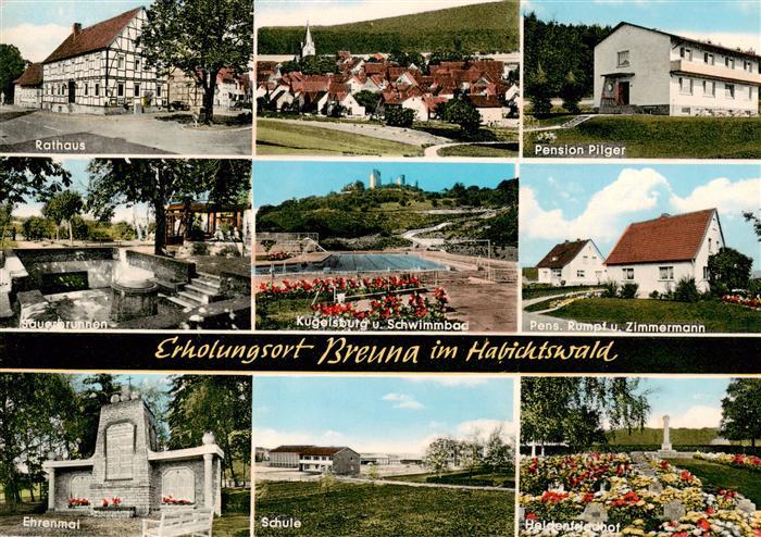 Breuna Rathaus Pension Pilger Kugelsburg Sauerbrunnen Schwimmbad Pension Rumpf E