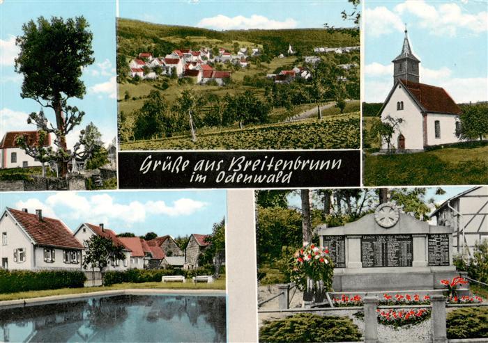 Breitenbrunn Odenwald Panorama Kirche Schwimmbad Gedenktafel