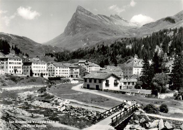 San Bernardino 1630m Moesa GR Villaggio con Pizzo Uccella