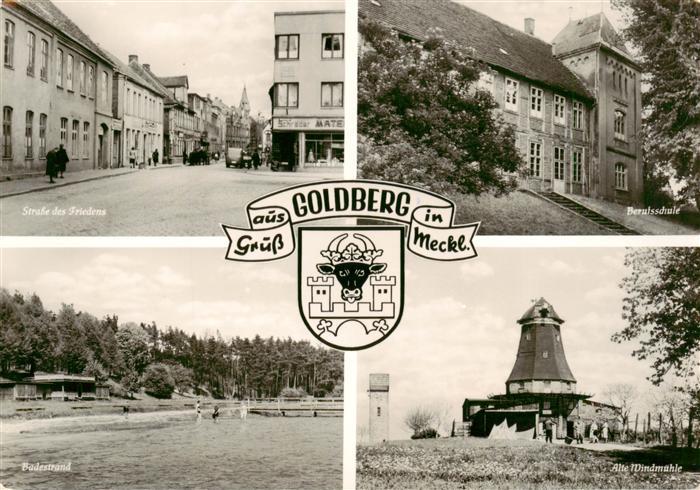Goldberg Mecklenburg Strasse des Friedens Berufsschule Badestrand Alte Windmuehl