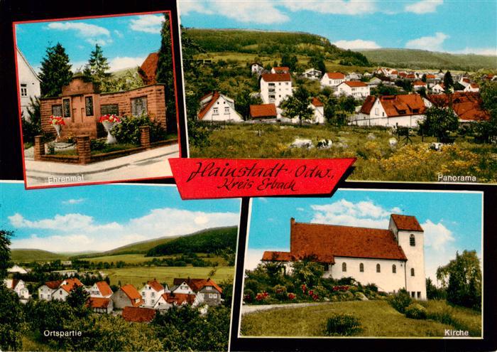 Hainstadt Breuberg Erbach Odenwald Hessen Ehrenmal Panorama Kirche Ortspartie