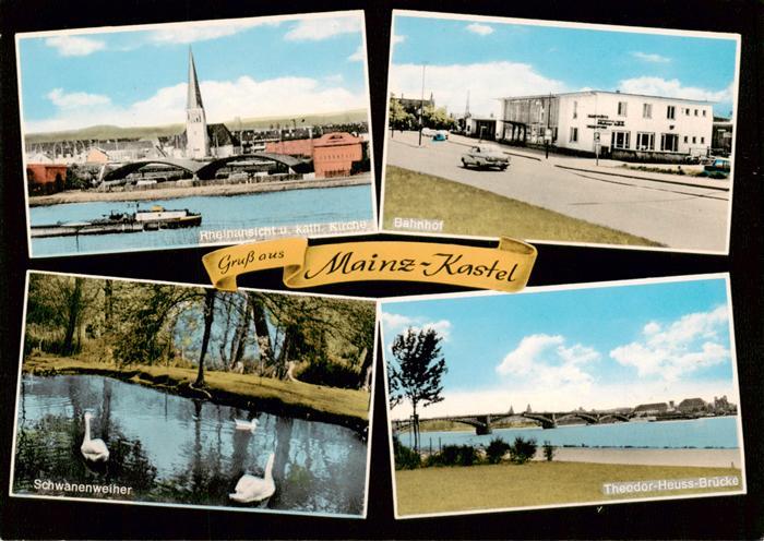 Kastel  Mainz Rheinansicht Katholische Kirche Bahnhof Schwanenweiher Theodor-Heu