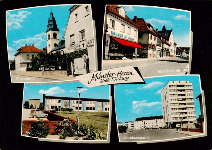 Muenster Dieburg Hessen Kirchpartie Strassenpartie Schule Hochhauspartie