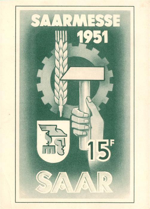 SAARBRueCKEN Saarland Saarmesse Mai 1951 Maximal-Karte