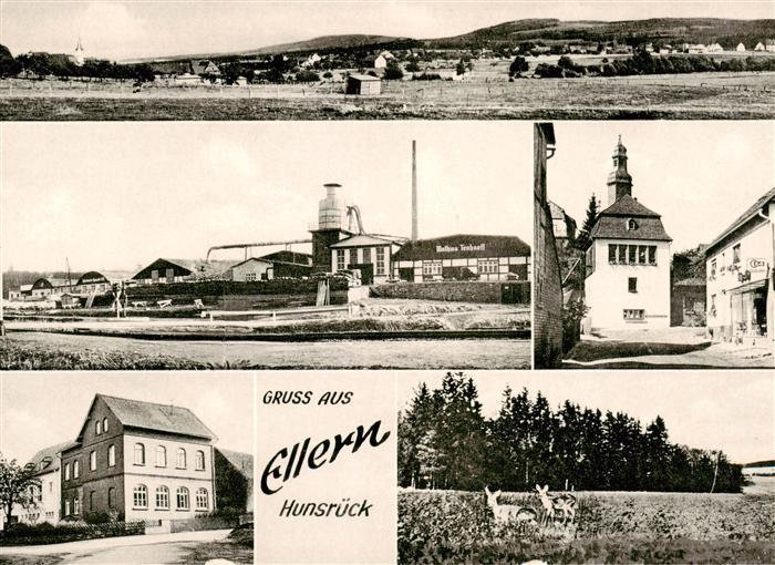 Ellern Hunsrueck Panorama Holzindustrie Kirche Teilansicht Landschaftspanorama