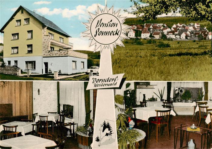 Dorndorf Westerwald Pension Sonneck Gastraum Panorama