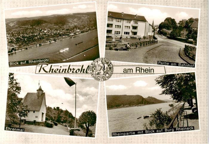 Rheinbrohl Panorama Partie am Bahnhof Ehrenmal Rheinpartie Blick auf Burg Rheine