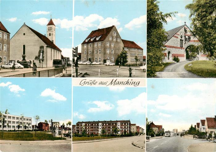 Manching Ortsansichten Kirche Wohnsiedlung Hochhaeuser
