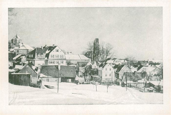 Schoenberg Bad Brambach Ortsansicht mit Kirche im Winter Hotel Deutsches Haus He