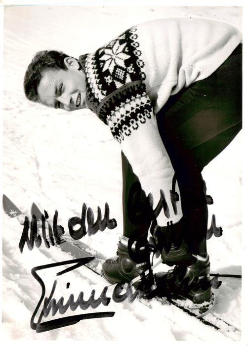 Reit Winkl Skifahrer Karte mit Autogramm